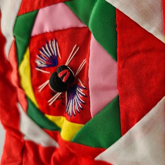 Tibetan Patchwork Baby Quilt Handmade 3-Dimensional 100% Cotton Red Multi NEW - Picture 5 of 11